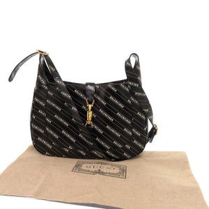 新品同様 グッチ ジャッキー1961 ザハッカープロジェクト バレンシアガコラボ 636712 レザー ブラック ショルダーバッグ 黒 1707【中古】GUCCI