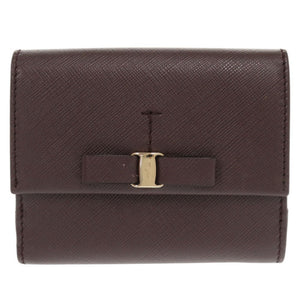 美品 サルヴァトーレフェラガモ ヴァラリボン レザー ボルドー 二つ折り財布 1726【中古】Salvatore Ferragamo