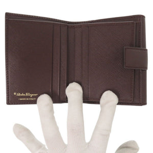 美品 サルヴァトーレフェラガモ ヴァラリボン レザー ボルドー 二つ折り財布 1726【中古】Salvatore Ferragamo