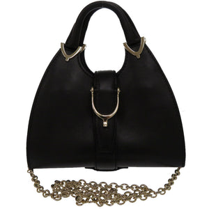 グッチ ホースビットハーフムーン 2wayチェーンショルダー レザー ブラック トートバッグ 1730【中古】GUCCI