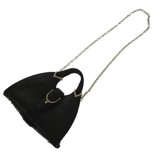 グッチ ホースビットハーフムーン 2wayチェーンショルダー レザー ブラック トートバッグ 1730【中古】GUCCI