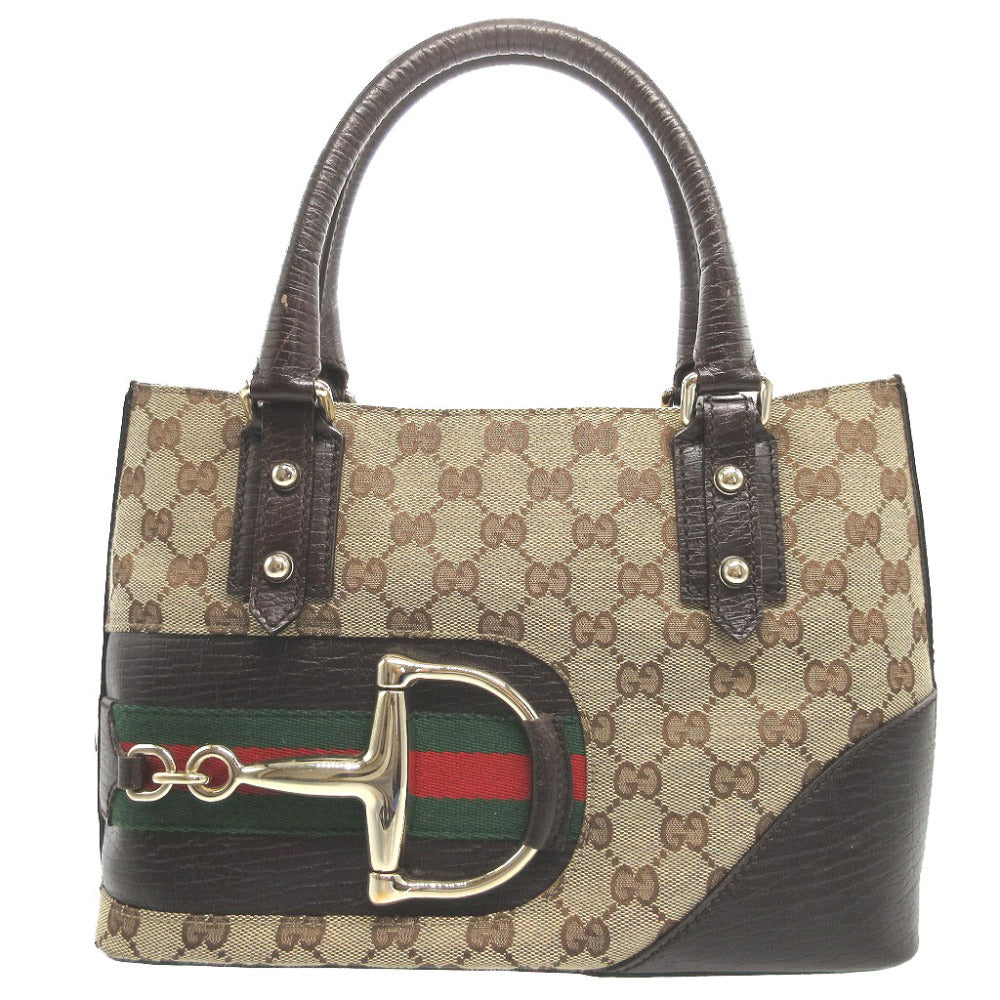 美品 グッチ 137475 シェリー GGキャンバス レザー ベージュ ブラウン 茶 ハンドバッグ 1789【中古】GUCCI