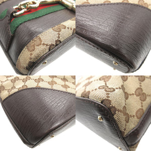 美品 グッチ 137475 シェリー GGキャンバス レザー ベージュ ブラウン 茶 ハンドバッグ 1789【中古】GUCCI