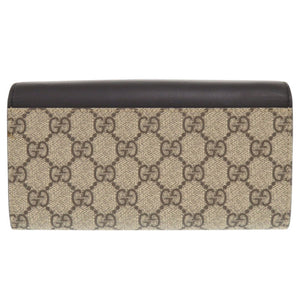 新品同様 グッチ 453506 GGスプリームキャンバス レザー ベージュ ブラック 長財布 チェーンウォレット 1880【中古】GUCCI