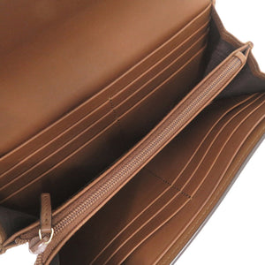 新品同様 グッチ 453506 GGスプリームキャンバス レザー ベージュ ブラック 長財布 チェーンウォレット 1880【中古】GUCCI