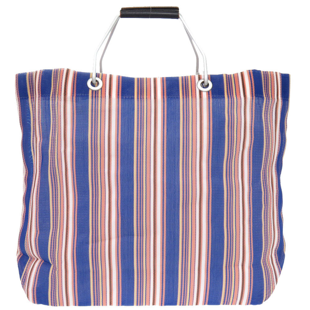 マルニ フラワーカフェ ストライプ マーケットバッグ ブルー オレンジ ナイロン トートバッグ 1913 【中古】 MARNI
