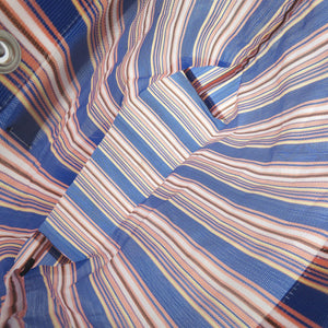 マルニ フラワーカフェ ストライプ マーケットバッグ ブルー オレンジ ナイロン トートバッグ 1913 【中古】 MARNI