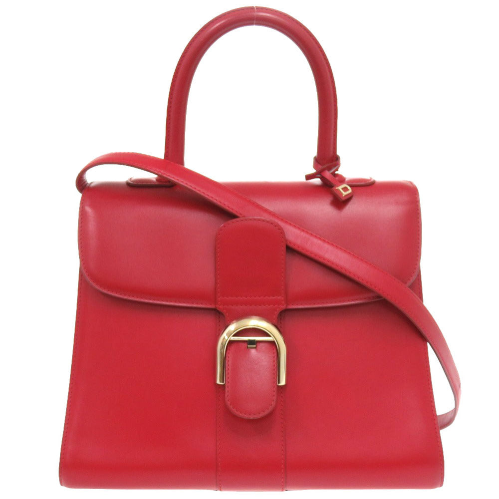 美品 デルボー ブリヨンMM レザー リップスティック レッド ゴールド金具 2WAY ハンドバッグ 赤 1937 【中古】 DELVAUX