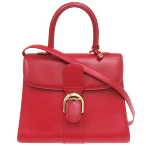 美品 デルボー ブリヨンMM レザー リップスティック レッド ゴールド金具 2WAY ハンドバッグ 赤 1937 【中古】 DELVAUX