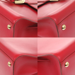 美品 デルボー ブリヨンMM レザー リップスティック レッド ゴールド金具 2WAY ハンドバッグ 赤 1937 【中古】 DELVAUX