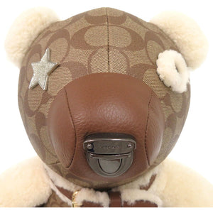 新品同様 コーチ シグネチャー ぬいぐるみ テディベア コーティングキャンバス E2148-75528 レザー カーキ 2152【中古】COACH