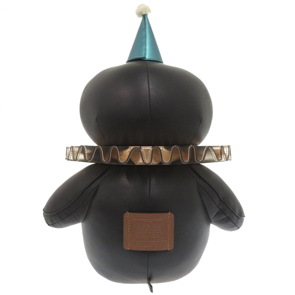 美品 コーチ フクロウ レザー ブラック ぬいぐるみ F79473 2153【中古】COACH