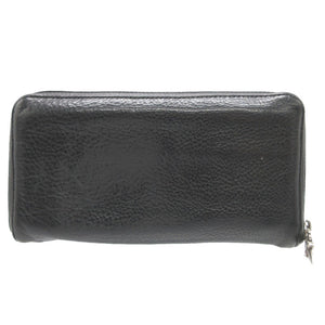 美品 クロムハーツ レザー シルバー925 ブラック 黒 ラウンドファスナー長財布 財布 2194【中古】CHROME HEARTS