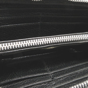 美品 クロムハーツ レザー シルバー925 ブラック 黒 ラウンドファスナー長財布 財布 2194【中古】CHROME HEARTS