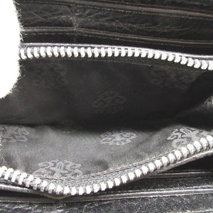 美品 クロムハーツ レザー シルバー925 ブラック 黒 ラウンドファスナー長財布 財布 2194【中古】CHROME HEARTS