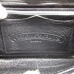 美品 クロムハーツ レザー シルバー925 ブラック 黒 ラウンドファスナー長財布 財布 2194【中古】CHROME HEARTS