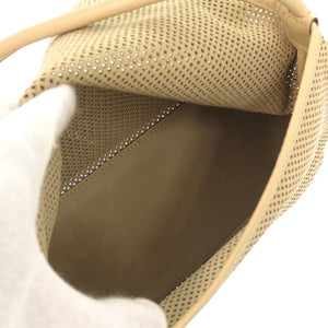 美品 グッチ パンチング フラップ ハンドバッグ レザー ベージュ 2205【中古】GUCCI