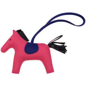 新品同様 エルメス ロデオMM アニョーミロ ローズアザレ ブルーエレクトリック　ヴェールシプレ　バックチャーム　キーホルダー　2233【中古】HERMES