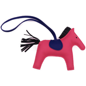 新品同様 エルメス ロデオMM アニョーミロ ローズアザレ ブルーエレクトリック　ヴェールシプレ　バックチャーム　キーホルダー　2233【中古】HERMES