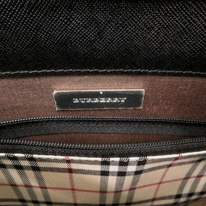 新品同様 バーバリー レザー ブラック ノバチェック 黒色 ハンドバッグ 2291【中古】BURBERRY
