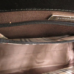 新品同様 バーバリー レザー ブラック ノバチェック 黒色 ハンドバッグ 2291【中古】BURBERRY