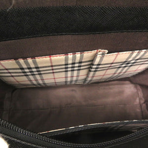 新品同様 バーバリー レザー ブラック ノバチェック 黒色 ハンドバッグ 2291【中古】BURBERRY