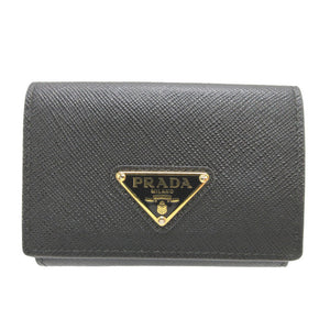 未使用 プラダ 1MH042 コンパクトウォレット サフィアーノレザー ブラック 黒 3つ折り財布 財布 2299【中古】PRADA