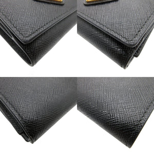 未使用 プラダ 1MH042 コンパクトウォレット サフィアーノレザー ブラック 黒 3つ折り財布 財布 2299【中古】PRADA