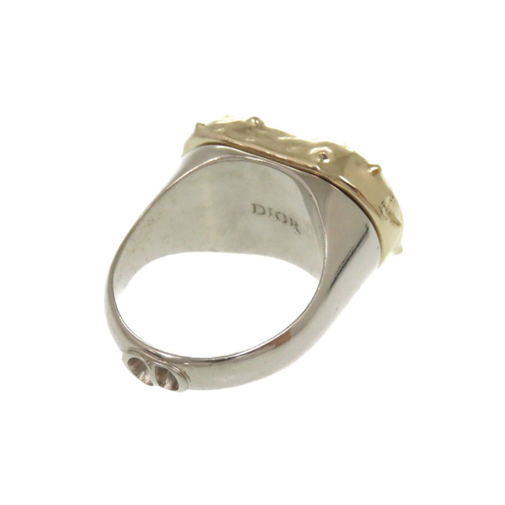 美品 クリスチャン ディオール CD 花柄 リング 指輪 メタル ゴールド シルバー アクセサリー 2327【中古】Christian Dior