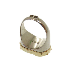 美品 クリスチャン ディオール CD 花柄 リング 指輪 メタル ゴールド シルバー アクセサリー 2327【中古】Christian Dior