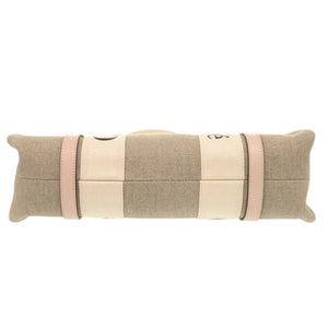 新品同様 クロエ WOODY ウッディ ミディアム トートバッグ ベージュ ピンク レザー リネンキャンバス ハンドバッグ 2383【中古】Chloe