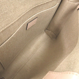 新品同様 クロエ WOODY ウッディ ミディアム トートバッグ ベージュ ピンク レザー リネンキャンバス ハンドバッグ 2383【中古】Chloe