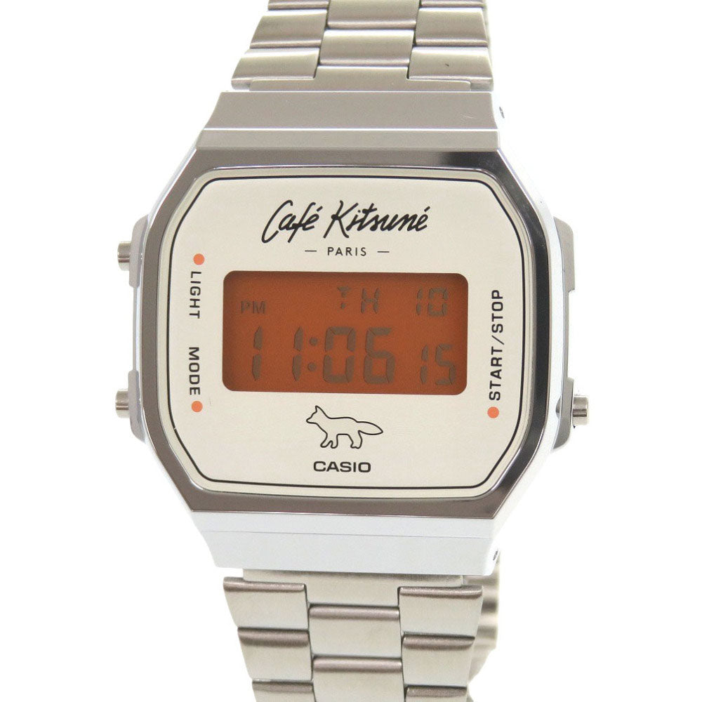 未使用 メゾンキツネ カシオ×カフェ キツネ CKU06802-P850-U A168WECK-7A SS シルバー クオーツ 腕時計 2459【中古】MAISON KITSUNE