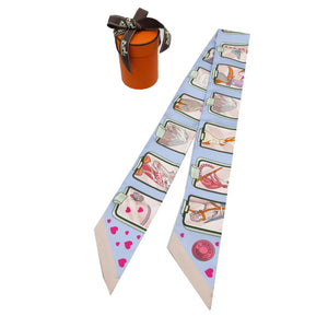 未使用 エルメス ツイリー ストーリー STORY スカーフ シルク ブルーペール/ローズ/ヴェール 2502【中古】HERMES