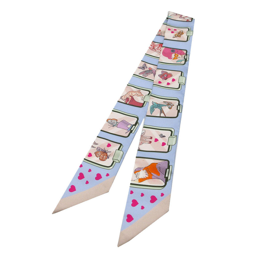 未使用 エルメス ツイリー ストーリー STORY スカーフ シルク ブルーペール/ローズ/ヴェール 2502【中古】HERMES