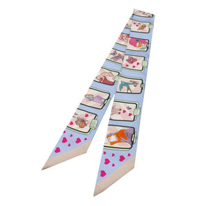 未使用 エルメス ツイリー ストーリー STORY スカーフ シルク ブルーペール/ローズ/ヴェール 2502【中古】HERMES