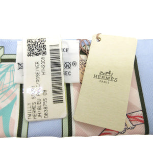 未使用 エルメス ツイリー ストーリー STORY スカーフ シルク ブルーペール/ローズ/ヴェール 2502【中古】HERMES