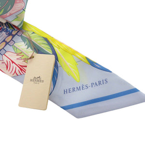 未使用品 エルメス ツイリー ダンスパシフィック シルク ブルーシエル ヴェール ローズペール スカーフ 2503【中古】HERMES