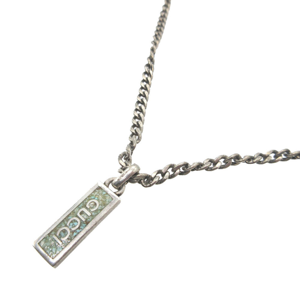 美品 グッチ ロゴプレート シルバー925 シルバー チェーン ネックレス 2512【中古】GUCCI