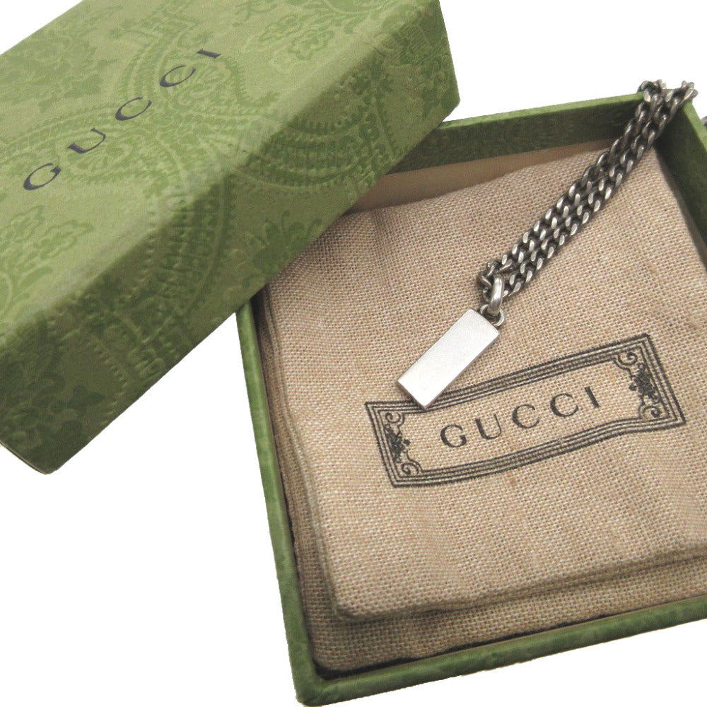 美品 グッチ ロゴプレート シルバー925 シルバー チェーン ネックレス 2512【中古】GUCCI