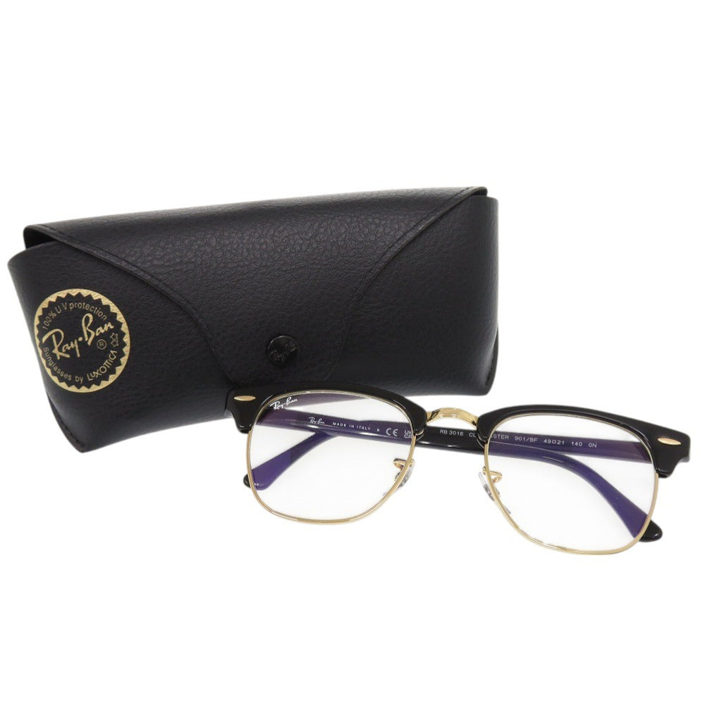 レイバン CLUBMASTER クラブマスター EVERGLASSES エバーグラス クリアタイプ RB3016 901/BF プラスチック ガラス ブラック サングラス 2516【中古】Ray-Ban