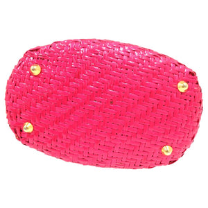 フェンディ クロコ ストローバッグ カゴバッグ ストロー ピンク 2524【中古】FENDI