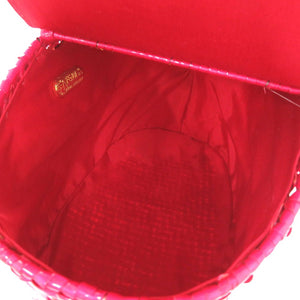 フェンディ クロコ ストローバッグ カゴバッグ ストロー ピンク 2524【中古】FENDI