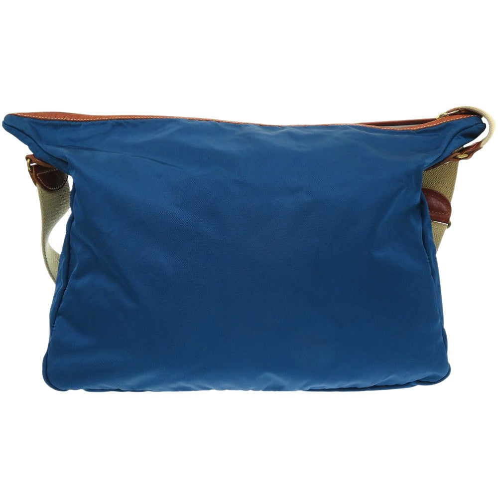 フェリージ 伊リモンタ社ナイロン ショルダーバッグ バケッタレザー メッセンジャーバッグ ナイロン ブルー 0041【中古】FELISI