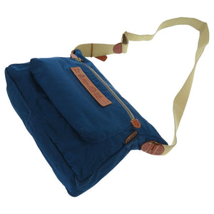 フェリージ 伊リモンタ社ナイロン ショルダーバッグ バケッタレザー メッセンジャーバッグ ナイロン ブルー 0041【中古】FELISI