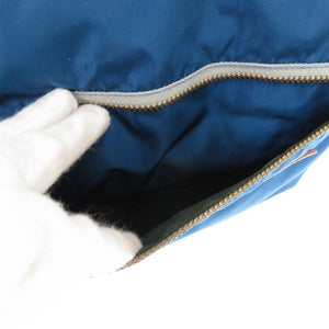 フェリージ 伊リモンタ社ナイロン ショルダーバッグ バケッタレザー メッセンジャーバッグ ナイロン ブルー 0041【中古】FELISI