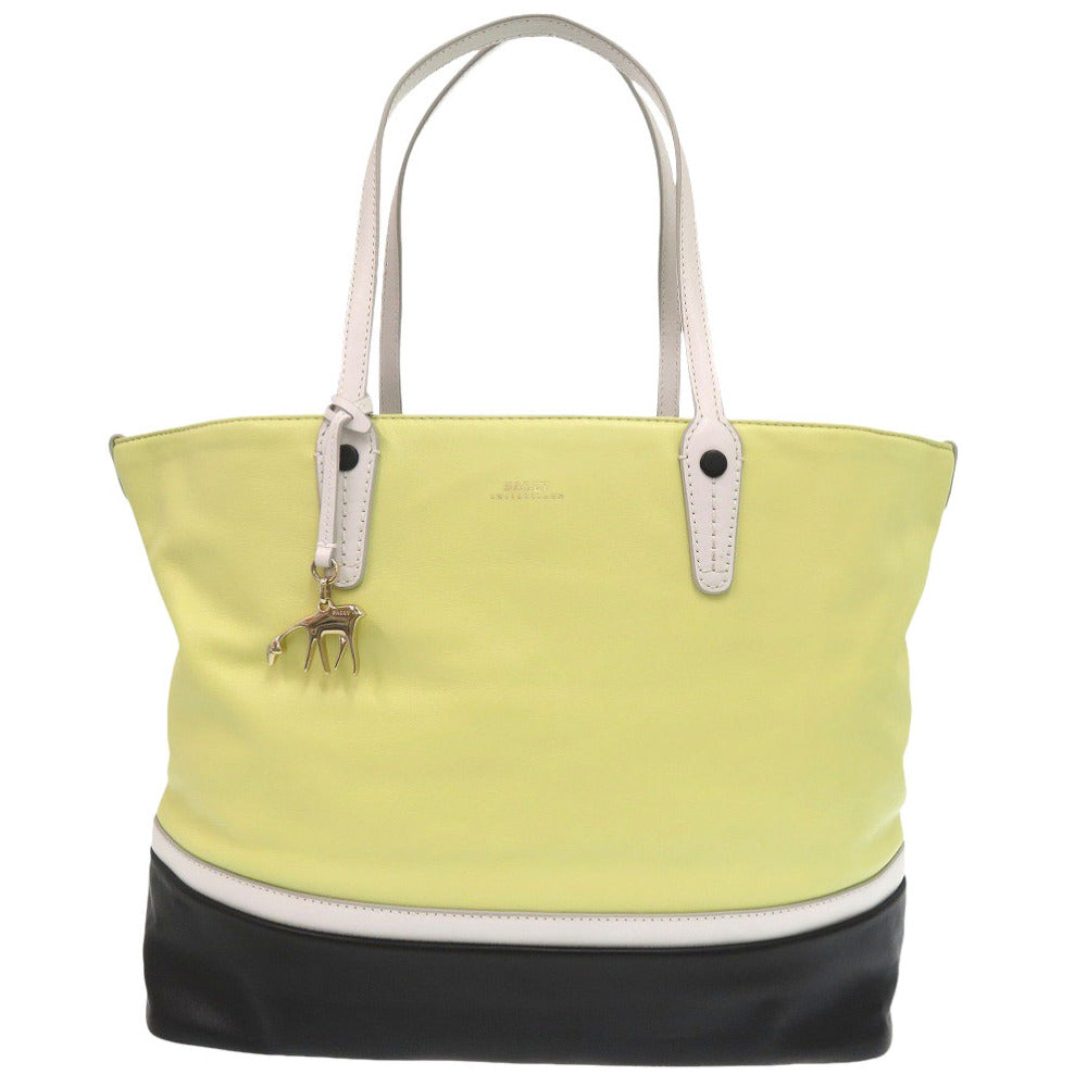 美品 バリー レザー イエロー ブラック ホワイト 黄 黒 白 トートバッグ 0050【中古】BALLY