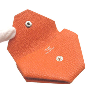 新品同様 エルメス ルヴァンキャトル □I刻印(2005年製) トゴ オレンジ コインケース 財布 0088【中古】HERMES