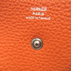 新品同様 エルメス ルヴァンキャトル □I刻印(2005年製) トゴ オレンジ コインケース 財布 0088【中古】HERMES