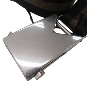 未使用品 ボッテガヴェネタ ボーダー リボンストライプ ガチャベルト キャンバス レザー ブラック 0091【中古】BOTTEGAVENETA